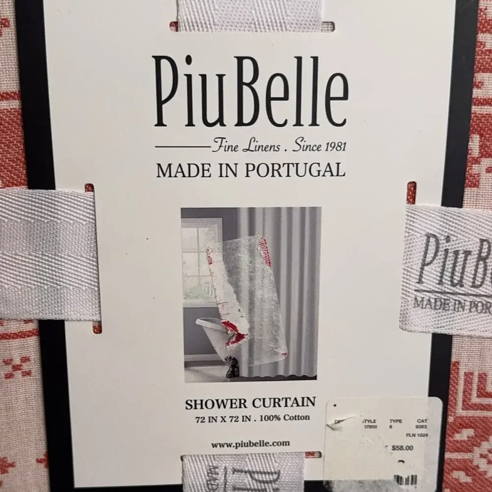 PiuBelle Red/White Fair Isle Cotton Shower Curtain 72x72